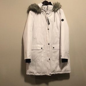 Women Andrew Marc white parka jacket size large, new